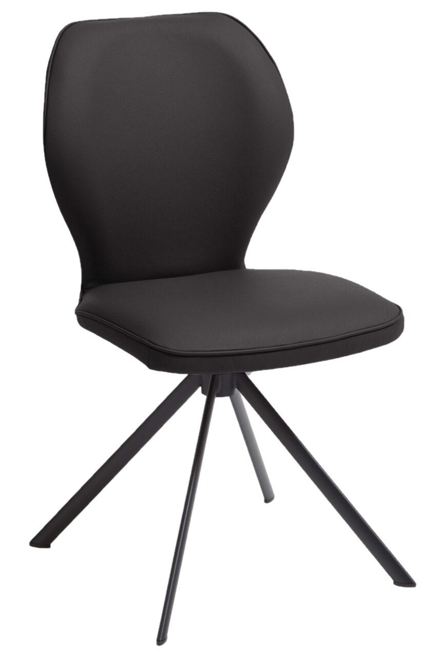 Valdera Stuhl COLORADO-TREND-LINE Moderner schwarzer Stuhl mit gepolsterter Sitzfläche und Rückenlehne, auf vier Metallbeinen. Seitenansicht.