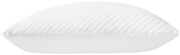 Seitliche Ansicht eines weißen Schlafkissens mit gestepptem Muster, Größe 80 x 40 cm.