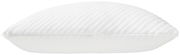 Seitliche Ansicht eines weißen Schlafkissens mit gestepptem Muster, Größe 80 x 40 cm.