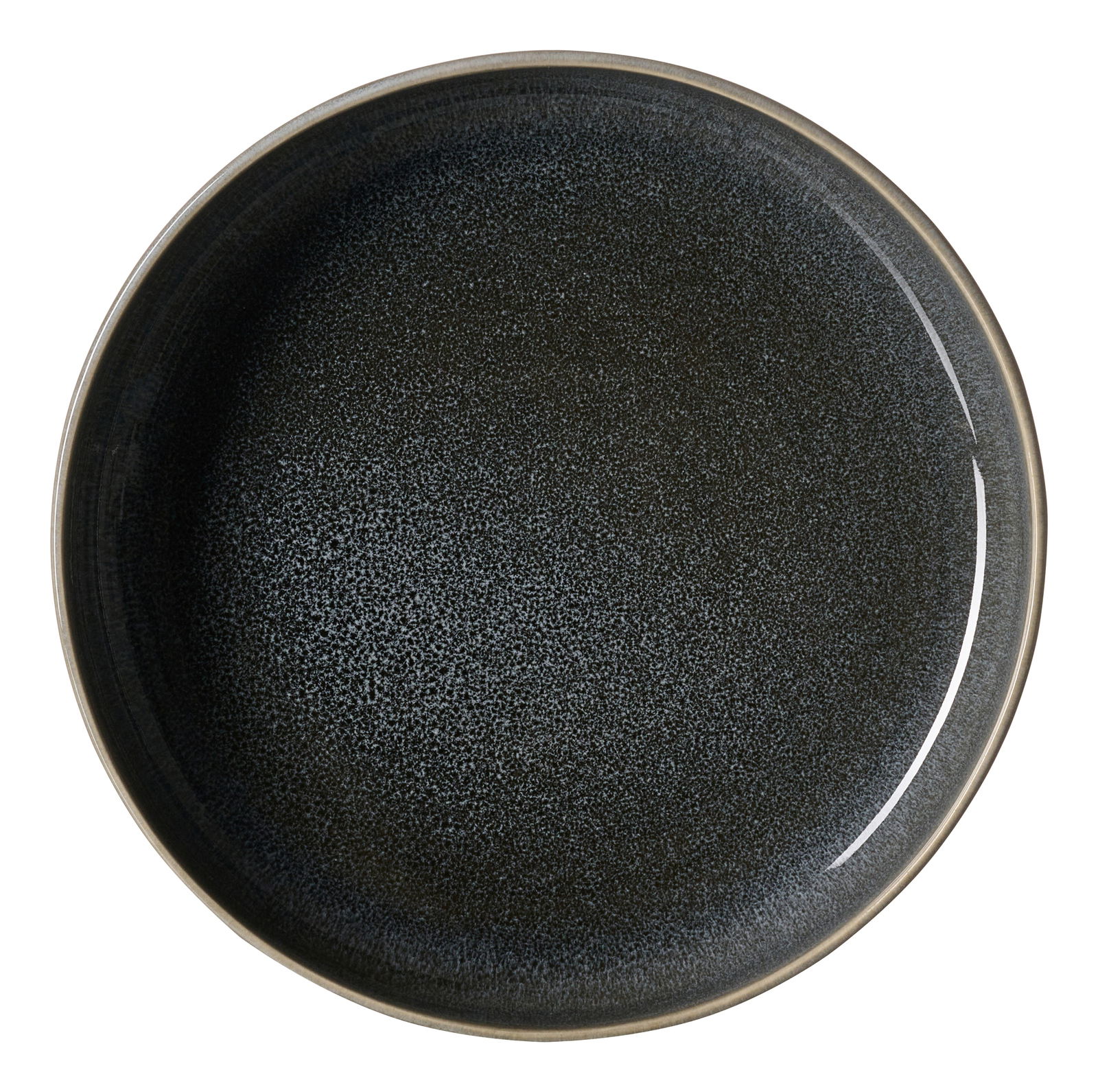 Draufsicht auf einen dunkelgrauen Beilagenteller mit feiner Textur, 17 cm Durchmesser.