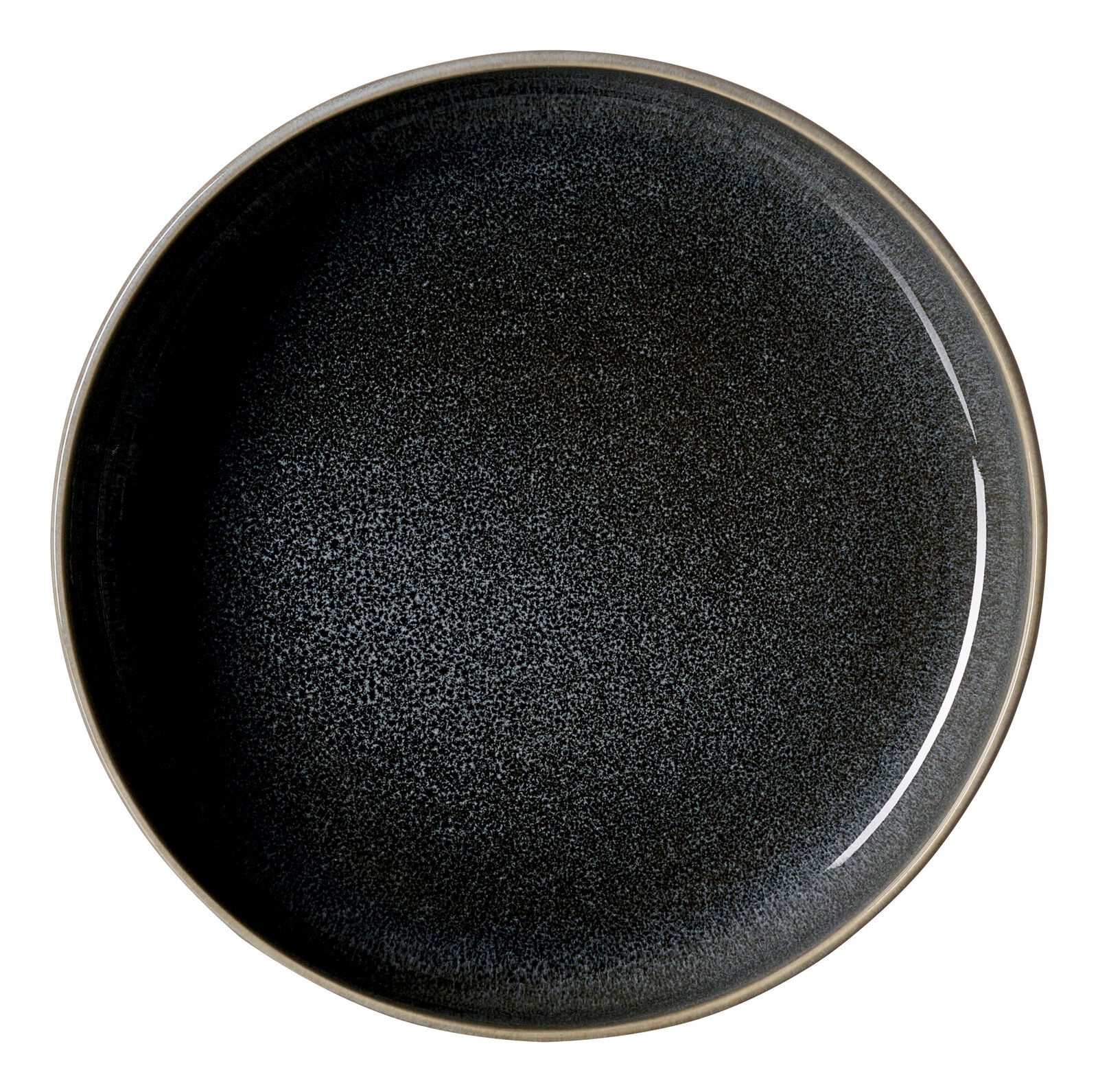 Draufsicht auf einen dunkelgrauen Beilagenteller mit feiner Textur, 17 cm Durchmesser.
