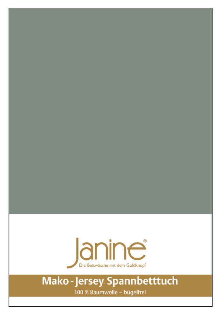 Janine Spannbetttuch JERSEY Verpackung eines Mako-Jersey-Spannbetttuchs in der Farbe Grau, 100% Baumwolle, bügelfrei, Vorderansicht