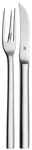 WMF Pellkartoffel-Set 2-tlg. NUOVA Silbernes Pellkartoffel-Besteckset bestehend aus einer Gabel und einem Messer, frontal abgebildet.