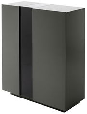 Modernes Highboard in dunklem Grau, seitliche Perspektive