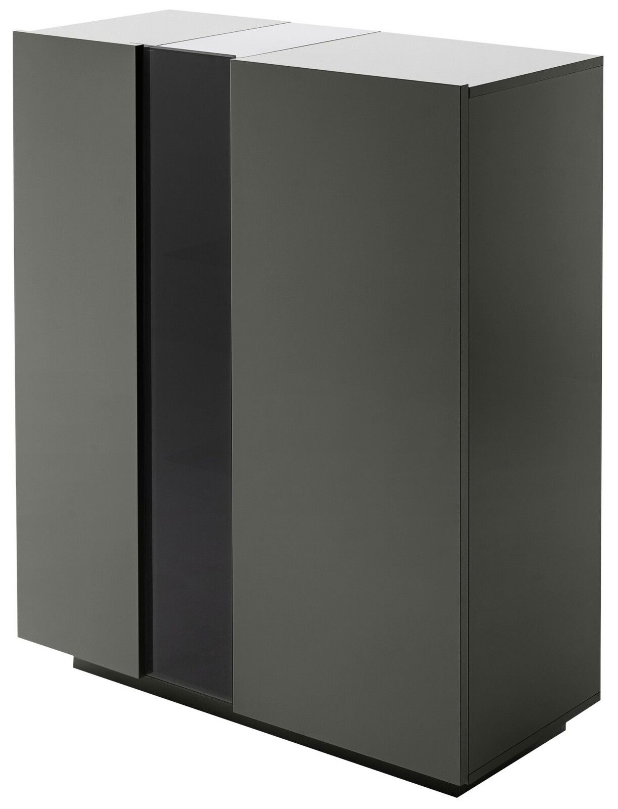 Modernes Highboard in dunklem Grau, seitliche Perspektive