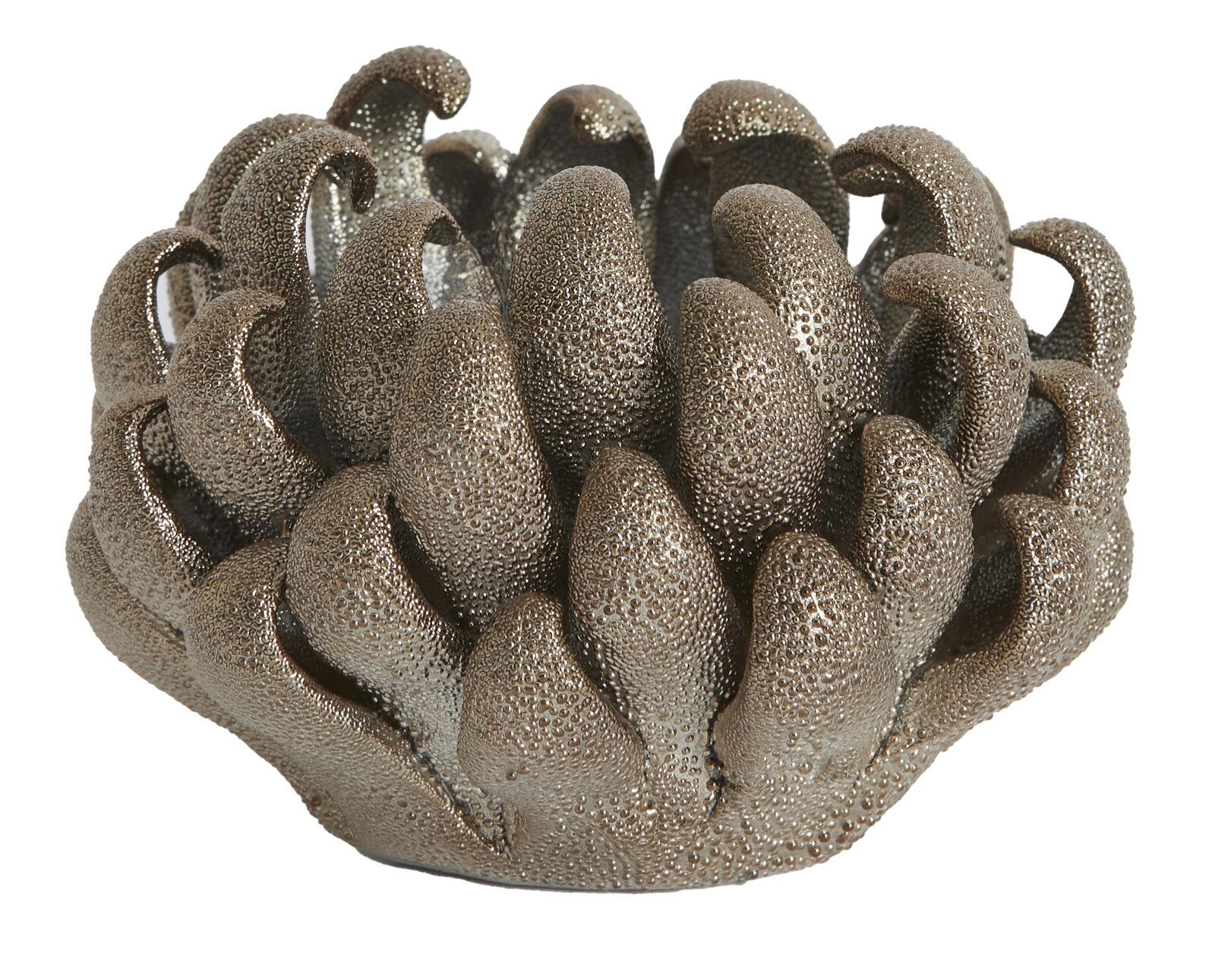 Light&Living Teelichthalter SERINA Teelichthalter in Form einer stilisierten Blume mit metallischer Oberfläche, seitliche Perspektive