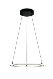 Moderne zwarte hanglamp met cirkelvormig ontwerp, zijaanzicht