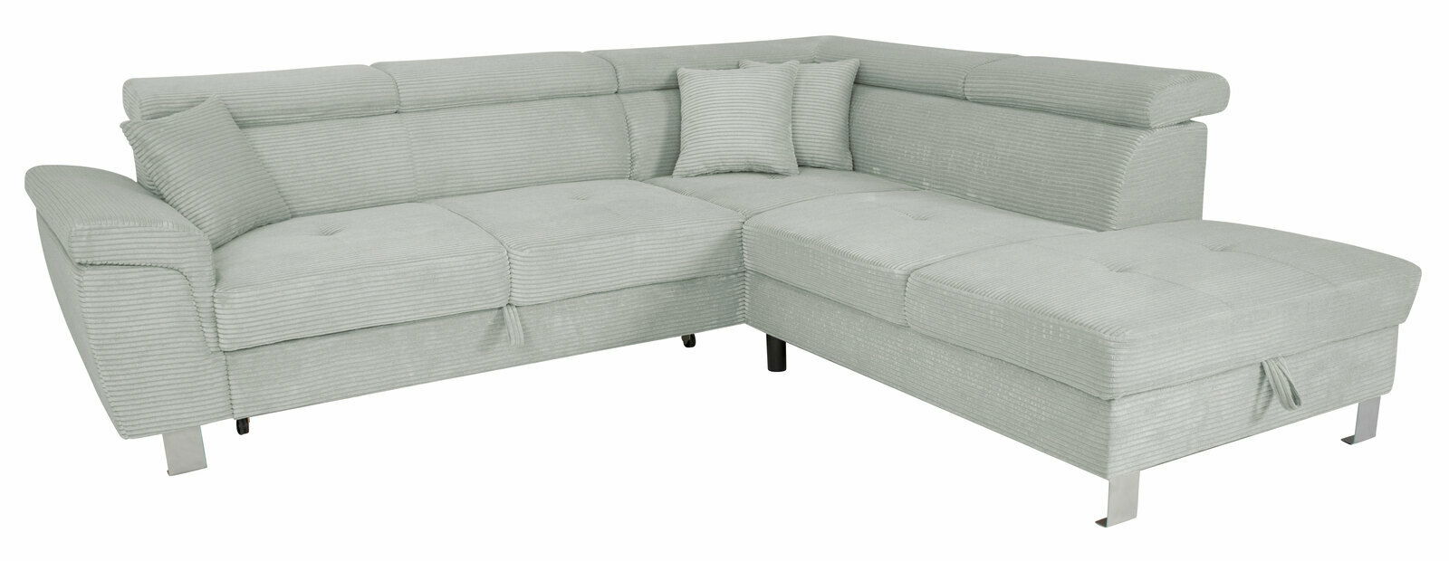 Graues Ecksofa mit Kissen, Vorderansicht