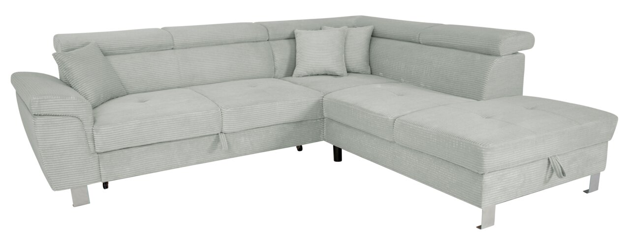 Z2 Ecksofa PINK Graues Ecksofa mit Kissen, Vorderansicht
