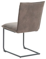 Freischwinger-Stuhl in braunem Stoff, Rückansicht, mit schwarzem Metallgestell