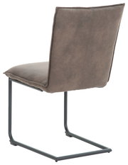 Freischwinger-Stuhl in braunem Stoff, Rückansicht, mit schwarzem Metallgestell