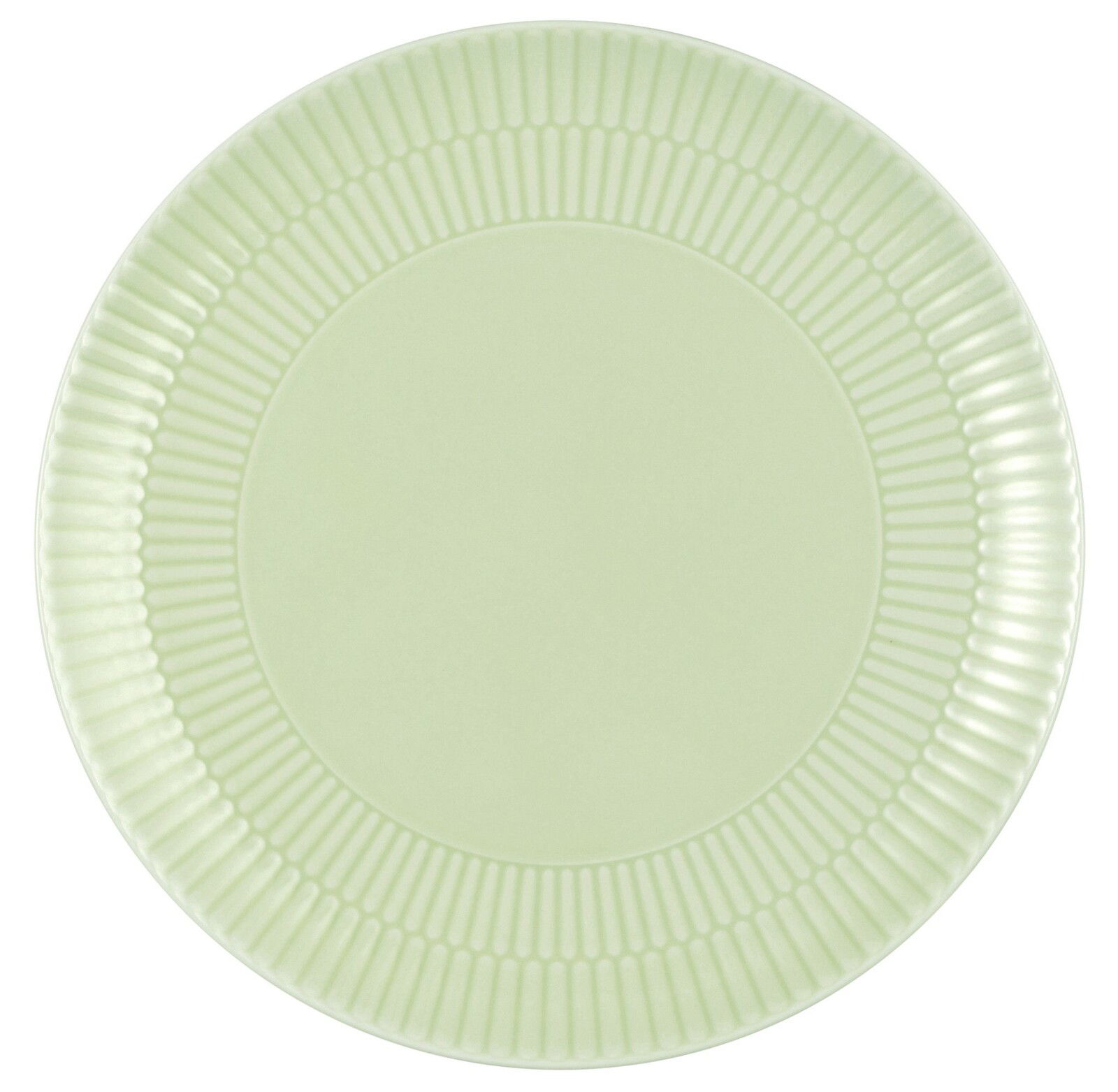 Runder Frühstücksteller, 22,5 cm, in sanftem Grün mit geriffeltem Rand, Draufsicht