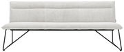 Weiße Sitzbank mit Metallbeinen, Vorderansicht