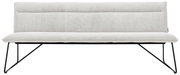 Weiße Sitzbank mit Metallbeinen, Vorderansicht