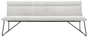 Weiße Sitzbank mit Metallbeinen, Vorderansicht
