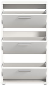 Weißer Schuhkipper mit drei Klappen, frontal betrachtet