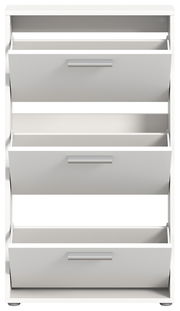 Weißer Schuhkipper mit drei Klappen, frontal betrachtet