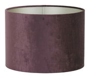 Zylindrischer, violetter Lampenschirm aus Stoff, seitliche Perspektive