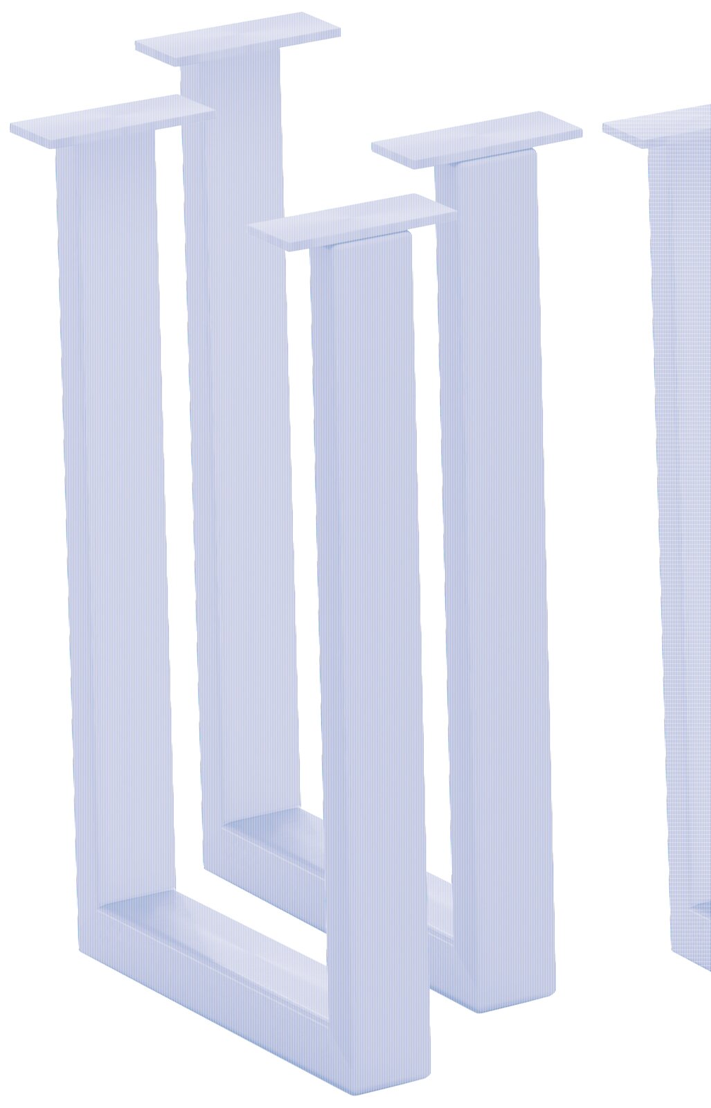 Metallisches Bankgestell in U-Form, perspektivisch von vorne fotografiert