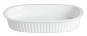 Weiße ovale Auflaufform Bianco 22cm, seitliche Perspektive