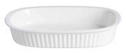 Weiße ovale Auflaufform Bianco 22cm, seitliche Perspektive