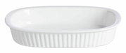 Weiße ovale Auflaufform Bianco 22cm, seitliche Perspektive