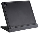 Schwarzer Messerblock aus Kunststoff, seitliche Perspektive