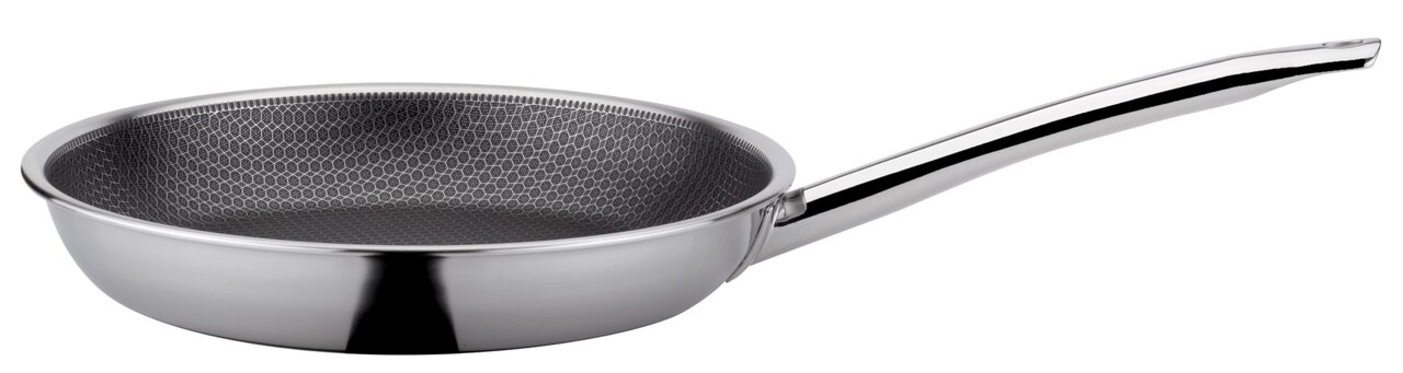 Bratpfanne CUT RESIST PURE 20 aus Edelstahl mit Wabenstruktur, seitliche Perspektive