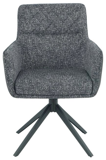 Grauer Armlehnstuhl mit modernem Design, Vorderansicht