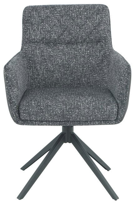 Grauer Armlehnstuhl mit modernem Design, Vorderansicht