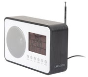 Digitaler Radio Wecker mit Holzoptik, seitliche Perspektive