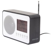 Digitaler Radio Wecker mit Holzoptik, seitliche Perspektive