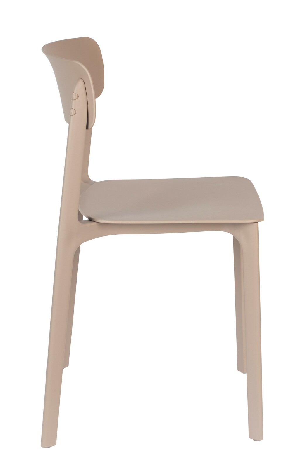 Moderner beiger Stuhl aus Kunststoff, Seitenansicht