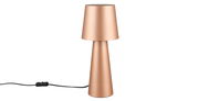 Kupferfarbene Tischleuchte Nubian in konischer Form, seitliche Perspektive