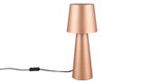 Kupferfarbene Tischleuchte Nubian in konischer Form, seitliche Perspektive