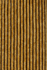 Nahaufnahme eines gestreiften Stoffmusters in Gelb- und Brauntönen, von oben betrachtet.