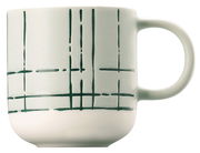 Espresso-Obertasse mit grünem Linienmuster, seitliche Perspektive