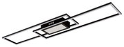 Moderne plafondlamp met een rechthoekig, geometrisch ontwerp in zwart, zijaanzicht