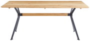 Moderner Esstisch aus Holz mit Metallbeinen, Frontalansicht