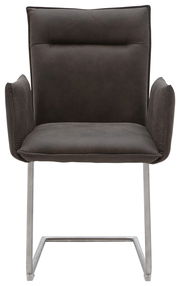 Freischwinger-Sessel Valnatura Serie SCALA in dunklem Stoff, Vorderansicht