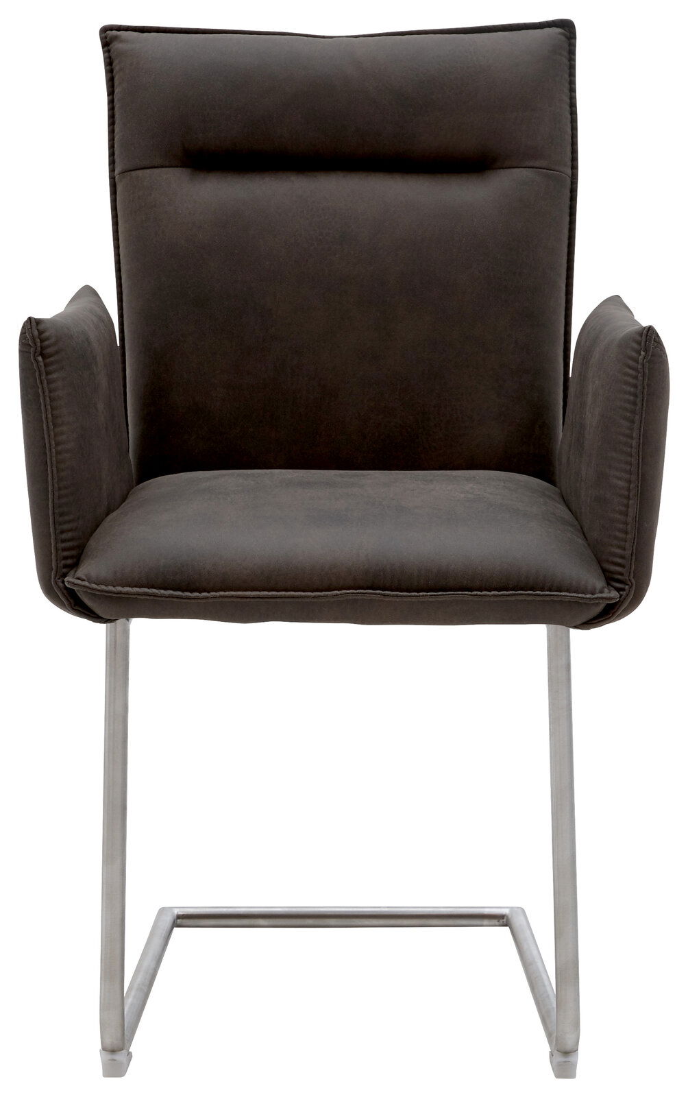 Freischwinger-Sessel Valnatura Serie SCALA in dunklem Stoff, Vorderansicht