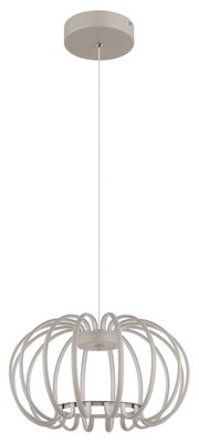 Moderne LED-Hängeleuchte in kugelförmigem Design, seitliche Perspektive