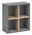 Stylife Regal SPLIT Graues Regal mit vier Fächern, aus Holz, in Frontalansicht.