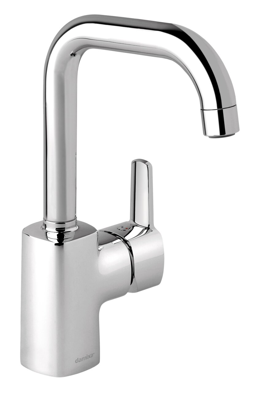 Damixa Waschtischarmatur PINE Moderne verchromte Waschtischarmatur mit seitlichem Hebel, seitliche Perspektive