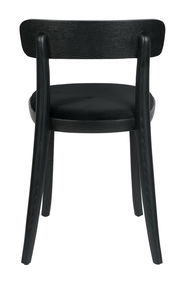 Schwarzer Stuhl aus Holz, Rückansicht