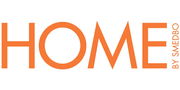 Logo der Marke HOME by Smedbo in orangefarbener Schrift auf weißem Hintergrund, Frontalansicht
