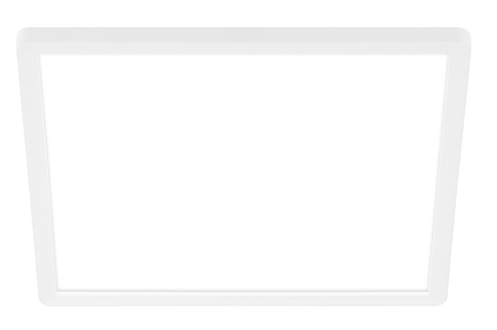 Quadratisches LED-Paneel in weißer Farbe, Ansicht von vorne