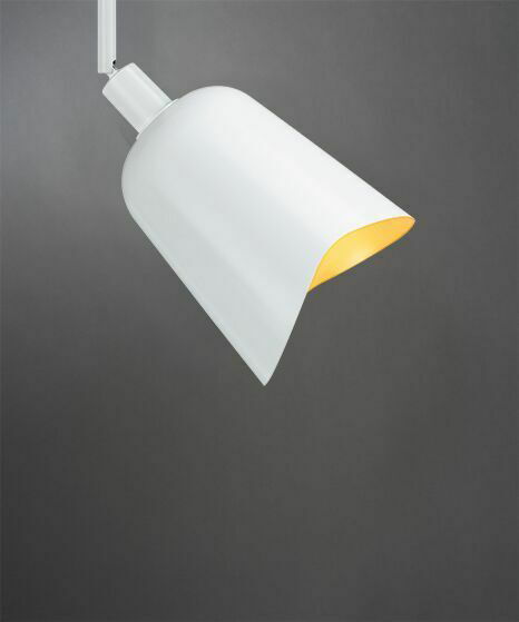 Moderner weißer Dekoschirm Alvaro, seitliche Perspektive, mit gelbem Innenbereich.