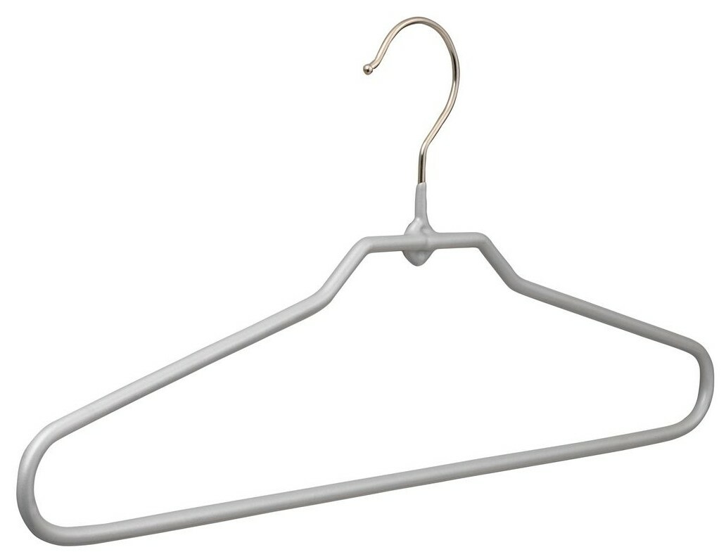 Silberner Kleiderbügel aus Metall, frontal abgebildet