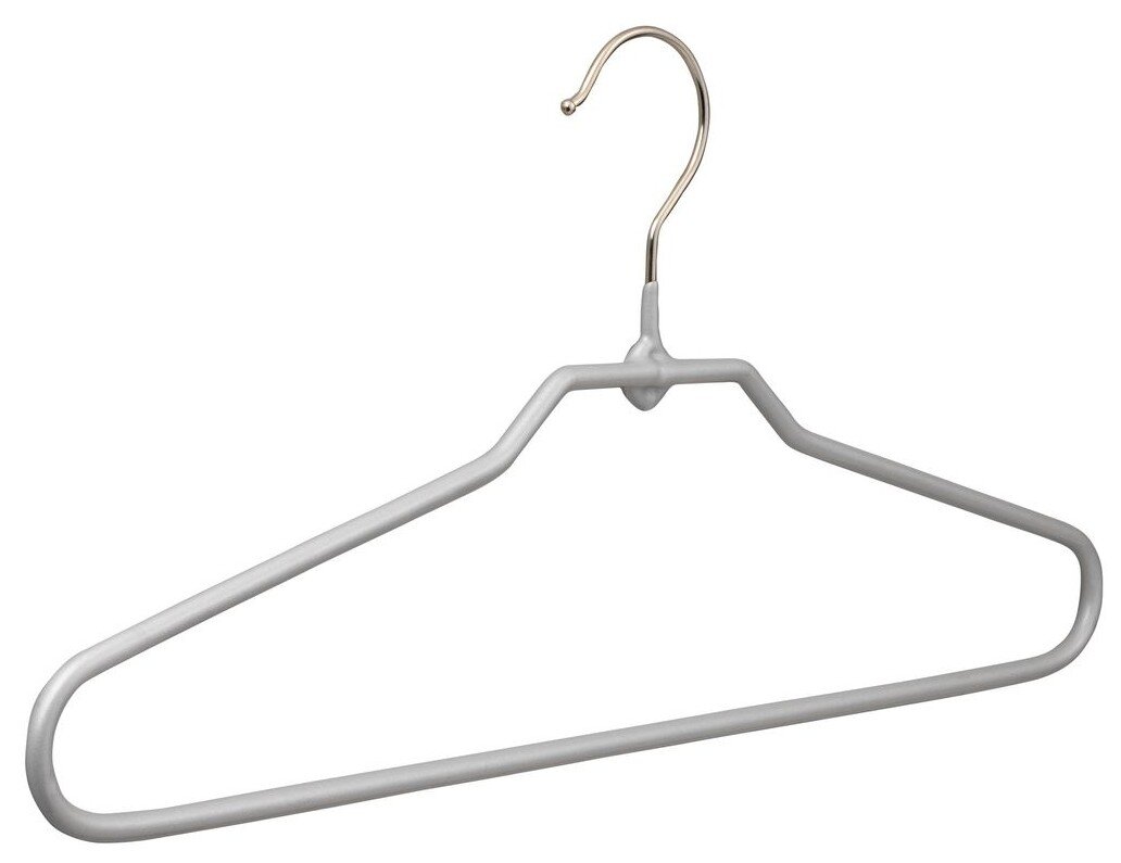 Silberner Kleiderbügel aus Metall, frontal abgebildet